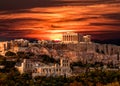 Parthenon, Acropolis of Athens, Under Dramatic Sunset sky of Greece