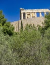 Athens Greece, Parthenon ancient temple on Acropolis fortified hill under crystal clear blue sky. . Royalty Free Stock Photo