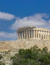 Parthenon, the famous ancient temple on Acropolis of Athens fortified hill. Royalty Free Stock Photo