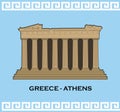 Vector silhouette of the Parthenon ruin at the Acropolis Citadel, Athens, Greece. Building Landmark Vector. Parthenon from Greek a