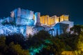 Parthenon and Herodium construction in Acropolis Hill in Athens Royalty Free Stock Photo