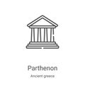 parthenon icon vector from ancient greece collection. Thin line parthenon outline icon vector illustration. Linear symbol for use