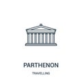 parthenon icon vector from travelling collection. Thin line parthenon outline icon vector illustration. Linear symbol