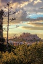 Parthenon temple on the Acropolis against colorful sunset in Athens, Greece Royalty Free Stock Photo