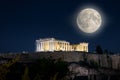 Parthenon temple on Acropolis at night, Athens, Greece Royalty Free Stock Photo
