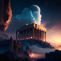 The Parthenon Temple is an iconic ancient Greek temple located on the Acropolis hill in Athens, Greece. Royalty Free Stock Photo