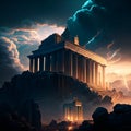 The Parthenon Temple is an iconic ancient Greek temple located on the Acropolis hill in Athens, Greece. Royalty Free Stock Photo