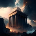 The Parthenon Temple is an iconic ancient Greek temple located on the Acropolis hill in Athens, Greece. Royalty Free Stock Photo