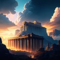 The Parthenon Temple is an iconic ancient Greek temple located on the Acropolis hill in Athens, Greece. Royalty Free Stock Photo