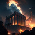 The Parthenon Temple is an iconic ancient Greek temple located on the Acropolis hill in Athens, Greece. Royalty Free Stock Photo