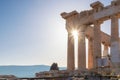 The Parthenon temple at sunrise in Athens, Greece.
