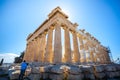 Parthenon temple on a sunny day. Acropolis in Athens, Greece Royalty Free Stock Photo