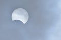 Partial annualar eclipse through the clouds Royalty Free Stock Photo