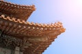 Partial close-up of ancient Chinese architectural bucket arch Royalty Free Stock Photo