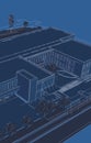 Partial 3d illustration of a school building campus Royalty Free Stock Photo