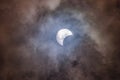 Partial eclipse, lunar and solar eclipses are visible in Lampang, Thailand Royalty Free Stock Photo