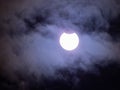 Partial Eclipse of the Sun in October 2023 With Clouds Royalty Free Stock Photo
