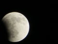 Partial Lunar Eclipse Big Moon Details in Clear Dark Night Sky Royalty Free Stock Photo