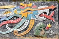 Partial photograph of the mural of the feathered serpent in Acapulco