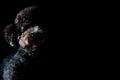 Partial portrait of adorable black Toy Poodle dog