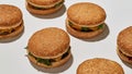 Partial of rows with set of delicious burgers Royalty Free Stock Photo