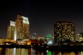 Partial San Diego skyline over water at night Royalty Free Stock Photo