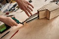 Partial scientist or engineer hands do experiment