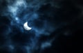 Partial Solar Eclipse on a Cloudy Day 20.03.2015 Royalty Free Stock Photo