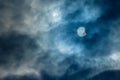 Partial Solar Eclipse on a Cloudy Day 20.03.2015 Royalty Free Stock Photo