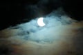 Partial Solar Eclipse 20.03.2015 on a Cloudy Day. Scientific background, astronomical phenomenon Royalty Free Stock Photo