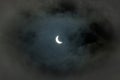 Partial Solar Eclipse 20.03.2015 on a Cloudy Day. Scientific background, astronomical phenomenon Royalty Free Stock Photo