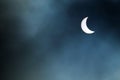 Partial Solar Eclipse 20.03.2015 on a Cloudy Day. Scientific background, astronomical phenomenon Royalty Free Stock Photo