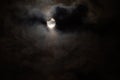 Partial solar eclipse with cloudy sky Royalty Free Stock Photo