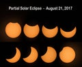 Partial solar eclipse phases isolated on black background. Elements of this image were furnished by NASA Royalty Free Stock Photo