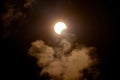 Partial solar eclipse viewed under cloudy skies. Stavropol on 21th June 2020 Royalty Free Stock Photo