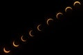 Partial Total Solar Eclipse phases. Composite Solar Eclipse. Last eclipse of the decade. Ring of fire eclipse view from Dubai Royalty Free Stock Photo