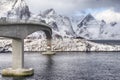 Partial View of Ascending Famous and Renowned Fredvang Bridge in Norway