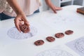 partial view of astrologer holding clay Royalty Free Stock Photo