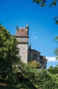 Partial view of Castle of Menthon-Saint-Bernard, near the Lake of Annecy. Royalty Free Stock Photo