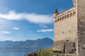 Partial view of Chateau Chillon in lake Geneve, Switzerland