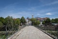 The pedestrian bridge and the city