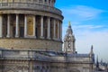 partial view, detail of dome of Saint Paul\'s cathedral in London Royalty Free Stock Photo