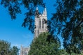 Partial view of the Duke Chapel tower in early fall