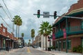 Partial view of Hampton Inn and Suites Hotel and 7th Aveneu at Ybor City Royalty Free Stock Photo