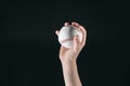 Partial view of kid holding baseball ball Royalty Free Stock Photo