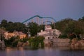 Partial view of Kraken rollercoaster and dock side at Seaworld 254. Royalty Free Stock Photo