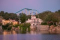 Partial view of Kraken rollercoaster and dock side at Seaworld 255 Royalty Free Stock Photo