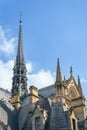 Partial view of Notre Dam de Paris with the spire completely destroyed by the fire of April 15, 2019