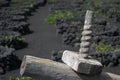 View of an old wooden grape press in Lanzarote Royalty Free Stock Photo