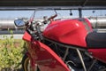 Partial view of a red Ducati